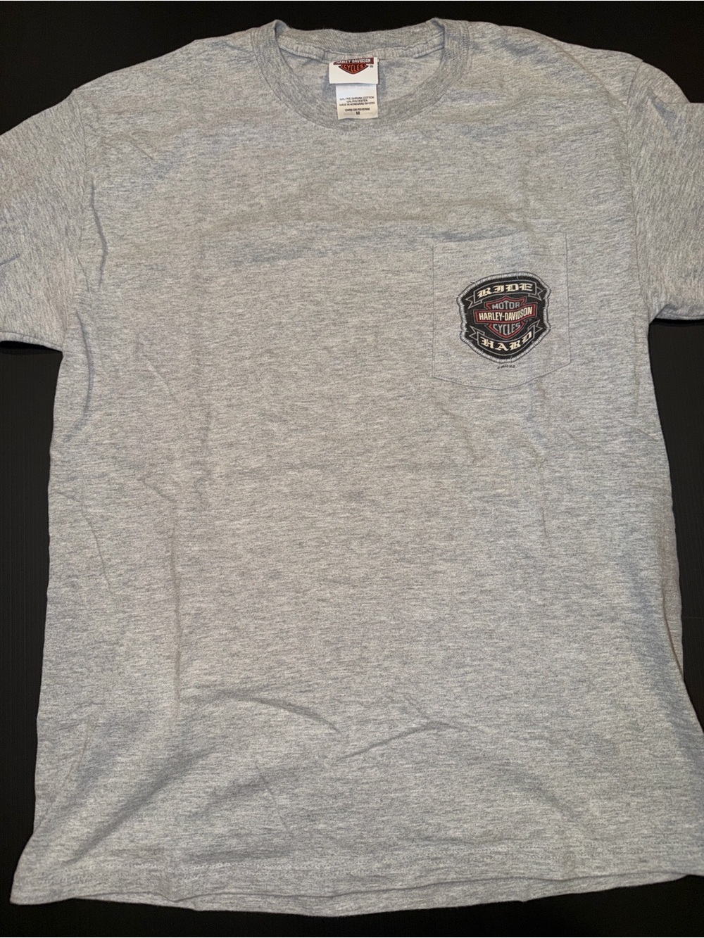 Harley-Davidson Light Gray Short Sleeve Pocket Tee with Shield Patch